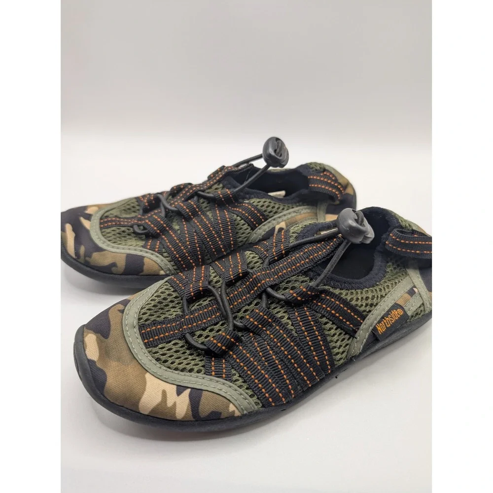 Northside Kids Camo Water Shoes Mesh Bungee Aqua Socks Green Brown Size 12